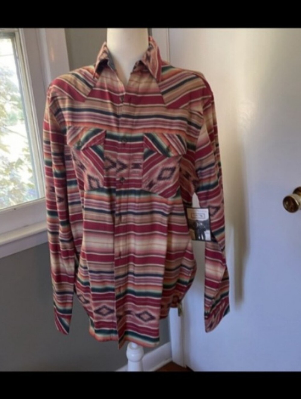 🤎💙TASHA POLIZZI FOR T.P. SADDLEBLANKET & TRADING LONG SLEEVE BUTTON SHIRT M